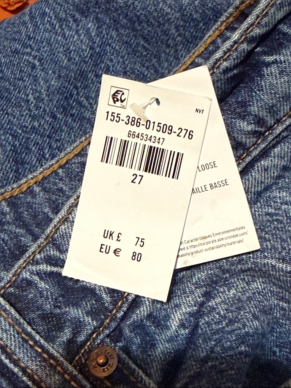 Abercrombie Low Rise Ultra Loose Bow Embroidered Jean - Picture 3 of 7
